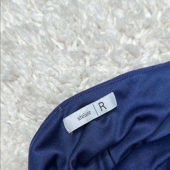 Atelier R Navy Blue Semi Formal Maxi Gown Cutouts in Back Strapy Bow QQ12 - Picture 3 of 10